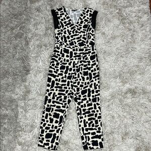 Tara Jarmon Designer Black and White Abstract Jumpsuit